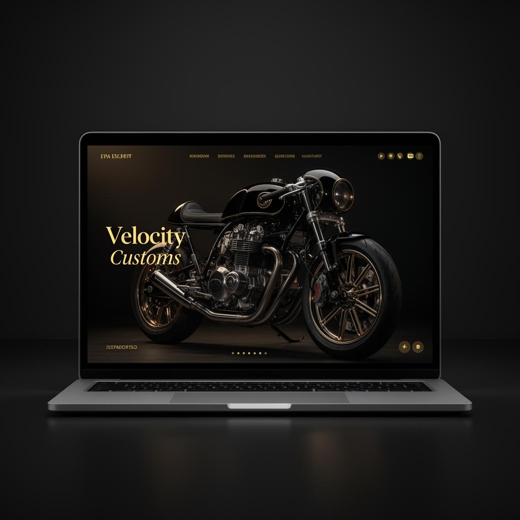 Velocity Customs — Custom Motorcycles website mockup