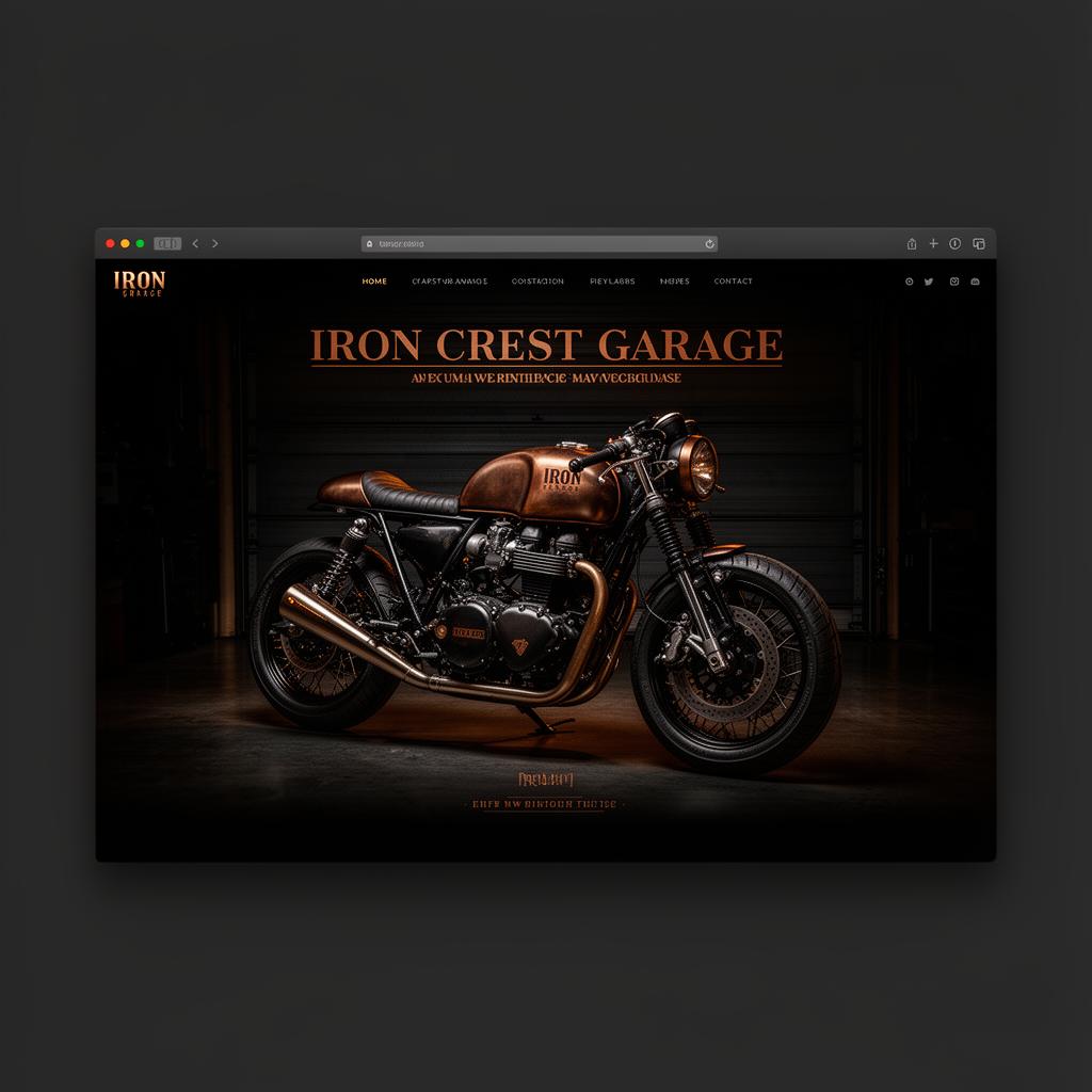 Iron Crest Garage — Cafe Racer Studio website mockup