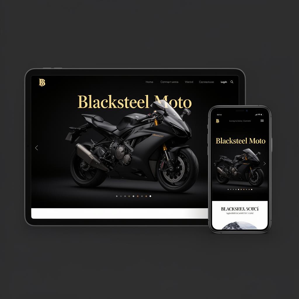 Blacksteel Moto — Superbike Brand website mockup